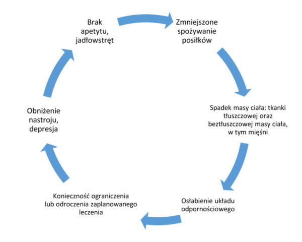 Schemat powstawania niedożywienia u pacjenta onkologicznego